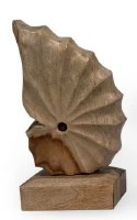 9" Brown Wood Nautilus Shell Statue