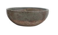 Small Round Green and Terracotta Ceramic Decorative Bowl