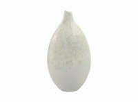 21" Green and Cream Flat Ceramic Vase