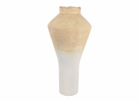 34" Beige and White Ceramic Floor Vase