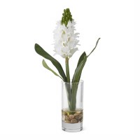 14" Faux White Hyacinth in a Glass Vase