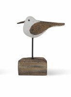3" Brown and White Wood Seagull on Base