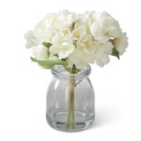 6.5" Faux White Flowers in a Glass Vase