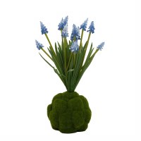 12" Faux Blue Hyacinth on Moss Orb