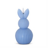 6" LED Blue Ribbed Bunny Candle