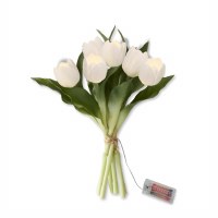 14" LED Faux White Tulip Bunch