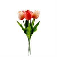 Bundle of Six 18" Faux Coral and Peach Real Touch Tulips