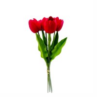 Bundle of Six 18" Faux Red Real Touch Tulips