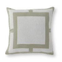 20" Sq Green and Natural Squares Decorative Pillow
