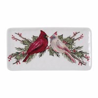 6" x 12" Cardinal Couple Ceramic Tray