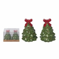3" Green and Red Christmas Tree Salt & Pepper Shakers