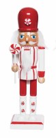 10" Red and White Peppermint Nutcracker