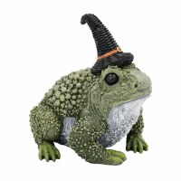 6.5" Green Frog With Witch Hat