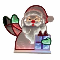 16" LED Santa Claus With a Gift Infinity Light