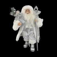 18" Santa Claus Wearing a Silver Outfit Statue