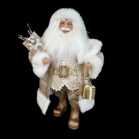 18" Santa Claus Wearing a Gold Outfit Statue