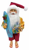 9" Multicolor Santa Claus Holding a Surfboard Figurine