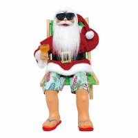 18" Santa Claus Sitting in a Beach Chair Statue