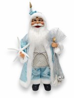 18" Light Blue Santa Claus Holding a Starfish Statue