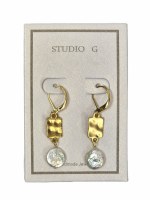 Gold With Pearl Coin Geometric Earrings