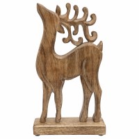 13" Brown Flat Mango Wood Reinder Statue