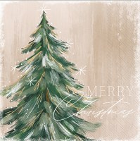 6.5" Square "Merry Christmas" Gilded Christmas Tree Lunch Napkins