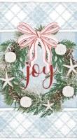9' x 5" "Joy" Coastal Christmas Wreath Guest Towels