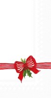 9' x 5" Red Bow With Holly Guest Towels