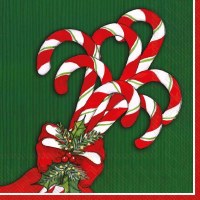 6.5" Square Candy Canes on a Green Background Lunch Napkins