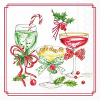5" Square Candy Cane Cockails Beverage Napkins