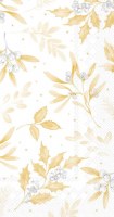 9" x 5" White and Gold Holly and Berries Guest Towels
