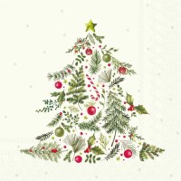 5" Square Christmas Branches Tree Beverage Napkins