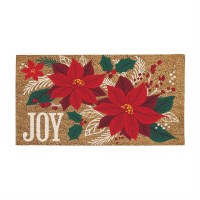 17.5' x 30" "Joy" Poinsettia Coir Doormat