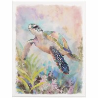 12" x 9" Colorful Sea Turtle Coastal Canvas