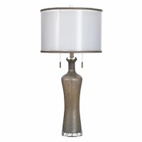 35" Taupe Glass Base and Double Shade Table Lamp