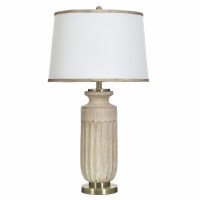 32" Cream Ribbed Base Polyresin Table Lamp
