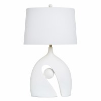 34" White Orb Sculpture Polyresin Table Lamp