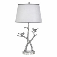 34" Silver Two Birds on Branches Table Lamp