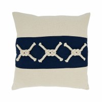 18" Sq Navy Rope Decorative Coastal Pillow