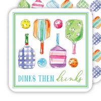 Pack of 20 4" Square "Dinks Then Drinks" Disposable Pickleball Coasters