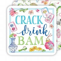 Pack of 20 4" Square "Crack Drink Bam" Disposable Mah Jongg Coasters