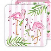 Pack of 20 4" Square Flamingos Disposable Coastal Coasters