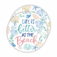 Pack of 20 4" Round "Life is Better at The Beach" Coastal Disposable Coastal Coasters