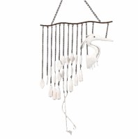 37" White and Brown Heron Metal Bell Chime