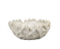 10" Round Beige Coral Ceramic Bowl