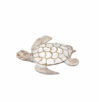 7" Brown and White Polyresin Turtle