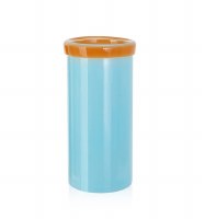 10.5" Blue With Orange Rim Glass Vase