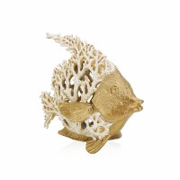 10" Polyresin Gold and White Coral Fish