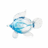 6" Clear and Blue Glass Fish