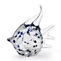 6" Clear, Blue, and White Glass Fish
